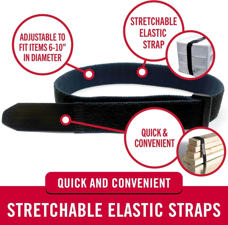 Velcro حزام مرن بطول 30 بوصة 4 قطع، يستخدم كأحزمة سجادة يوغا، لتثبيت المظلات الخارجية، الخشب، الأقمشة، البطانيات، الأعمدة والمزيد، قابل للتمدد وقابل للتعديل لملاءمة محكمة - Image 2